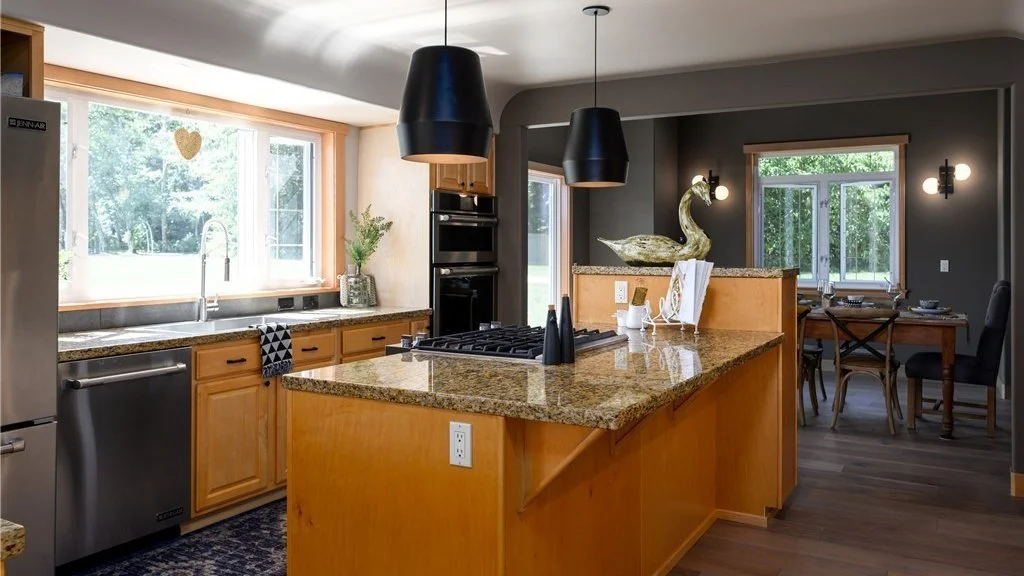 Kitchen area with range island and large window at 5067 E 26th Dr Bellingham WA 98226