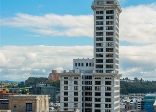 Aerial view of building at 715 2nd Ave #1703 Seattle WA 98104