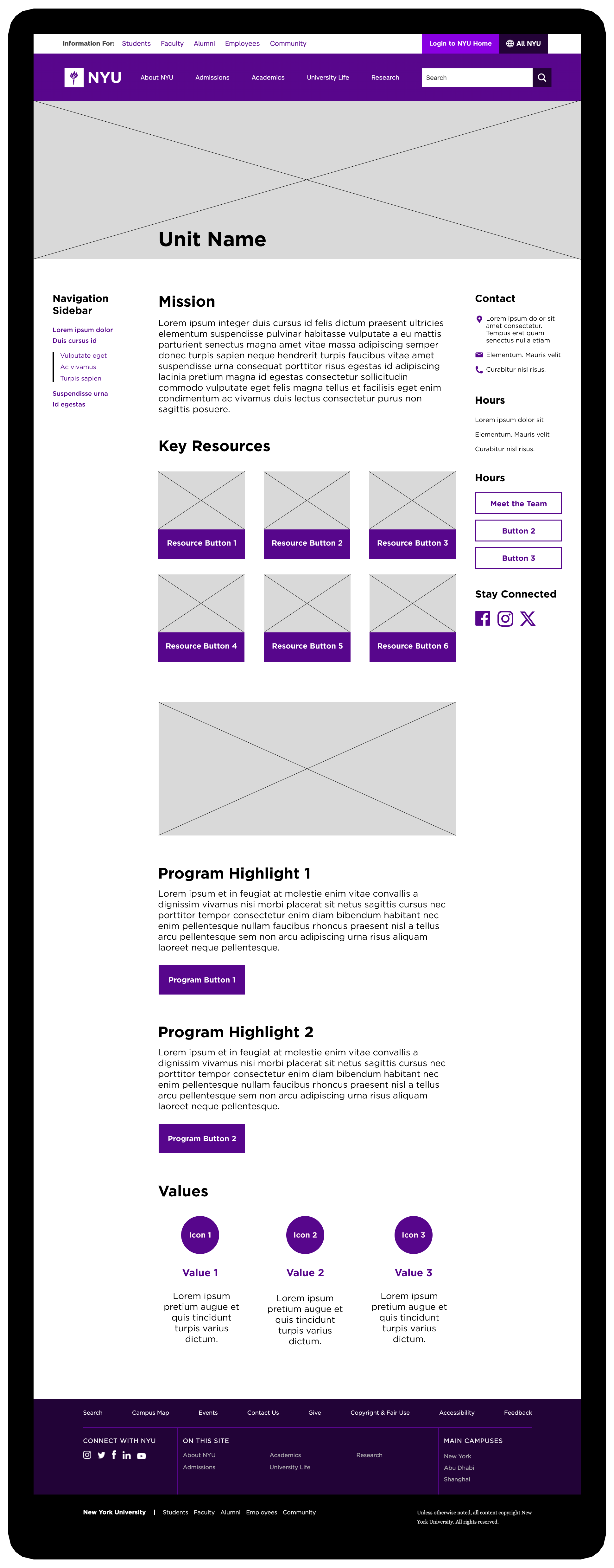 Mockup of a webpage layout.
