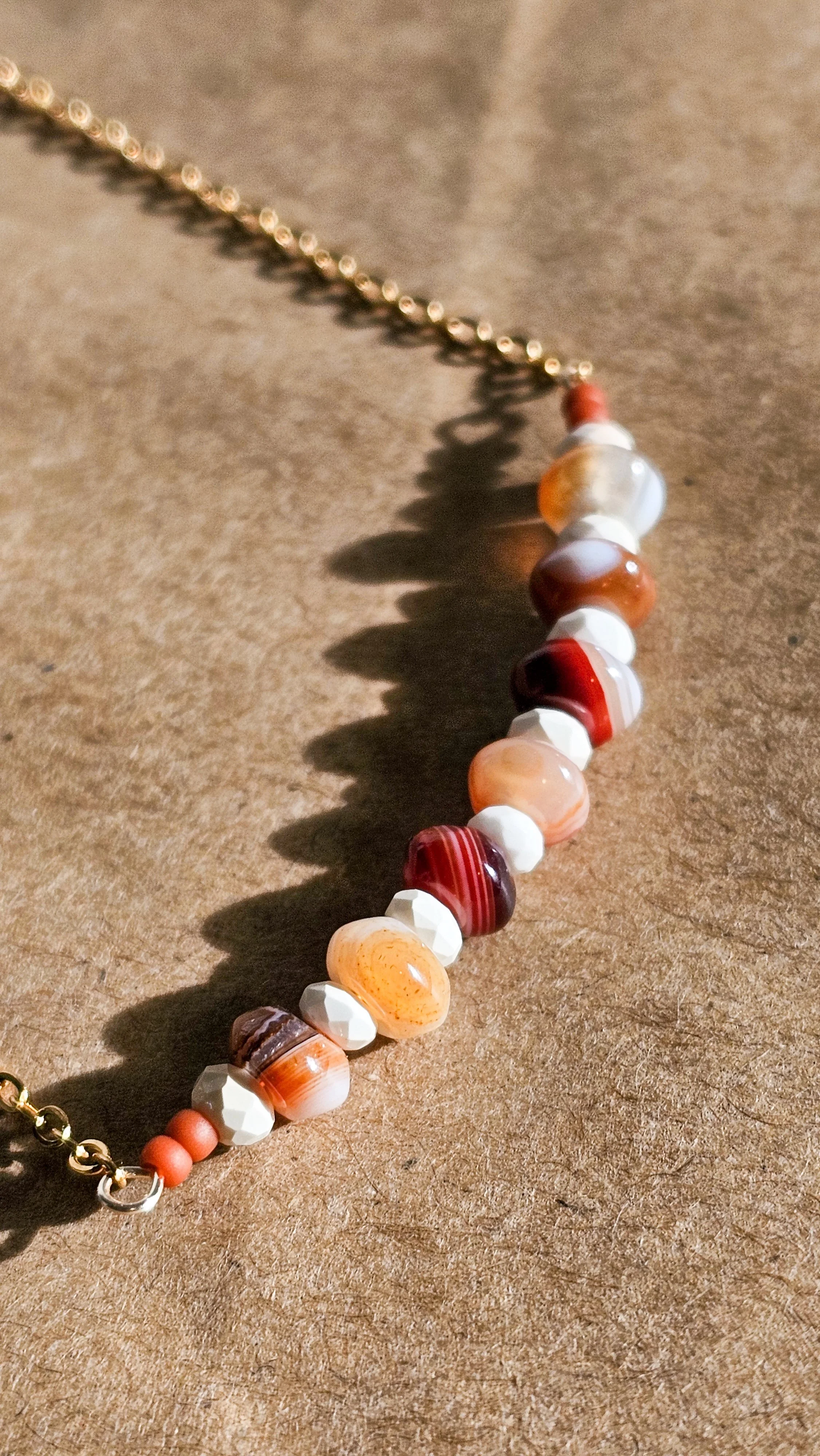 Carnelian + Magnesite Floating Necklace V1 ✦Gold✦