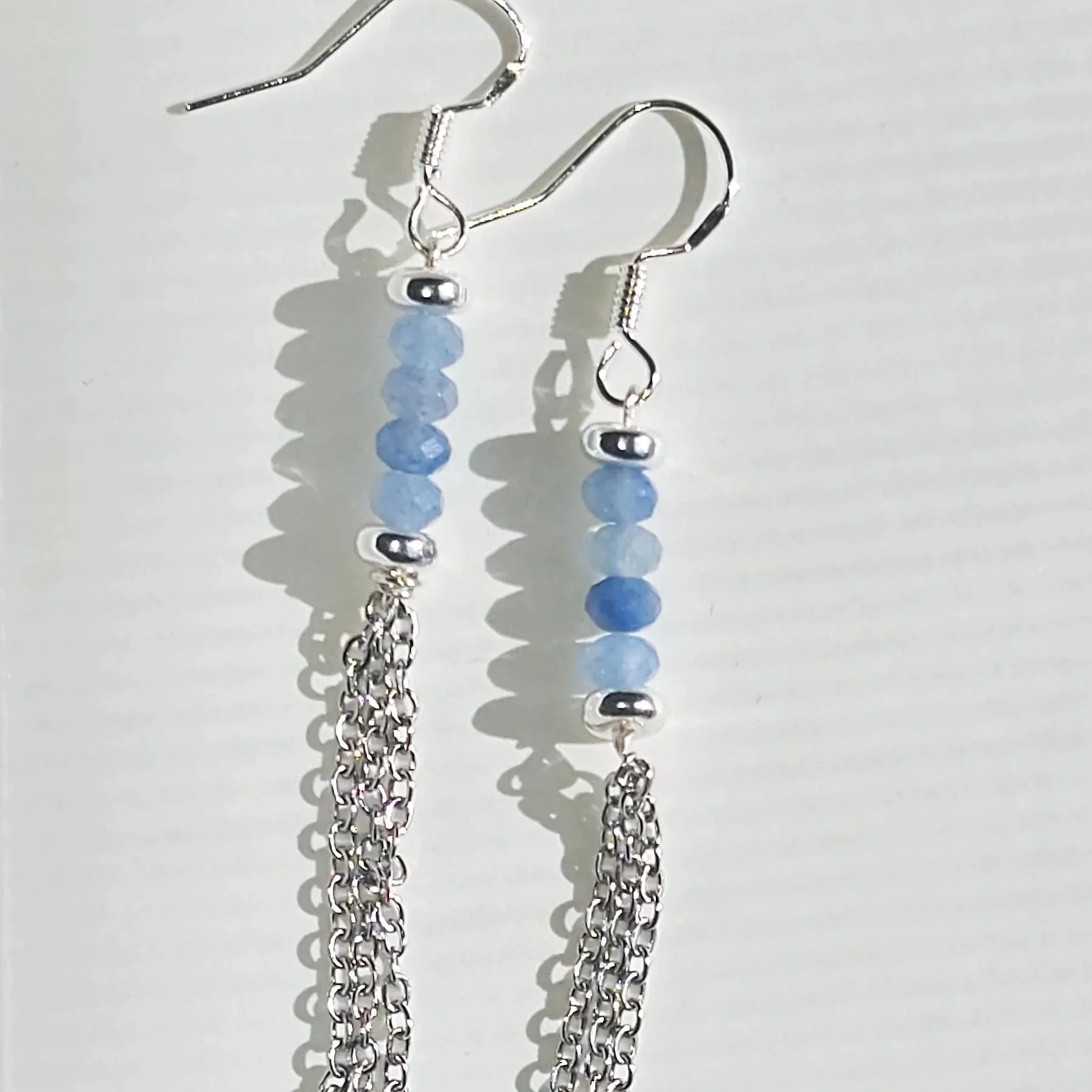 Blue Agate Tassel Earring ✦Silver✦