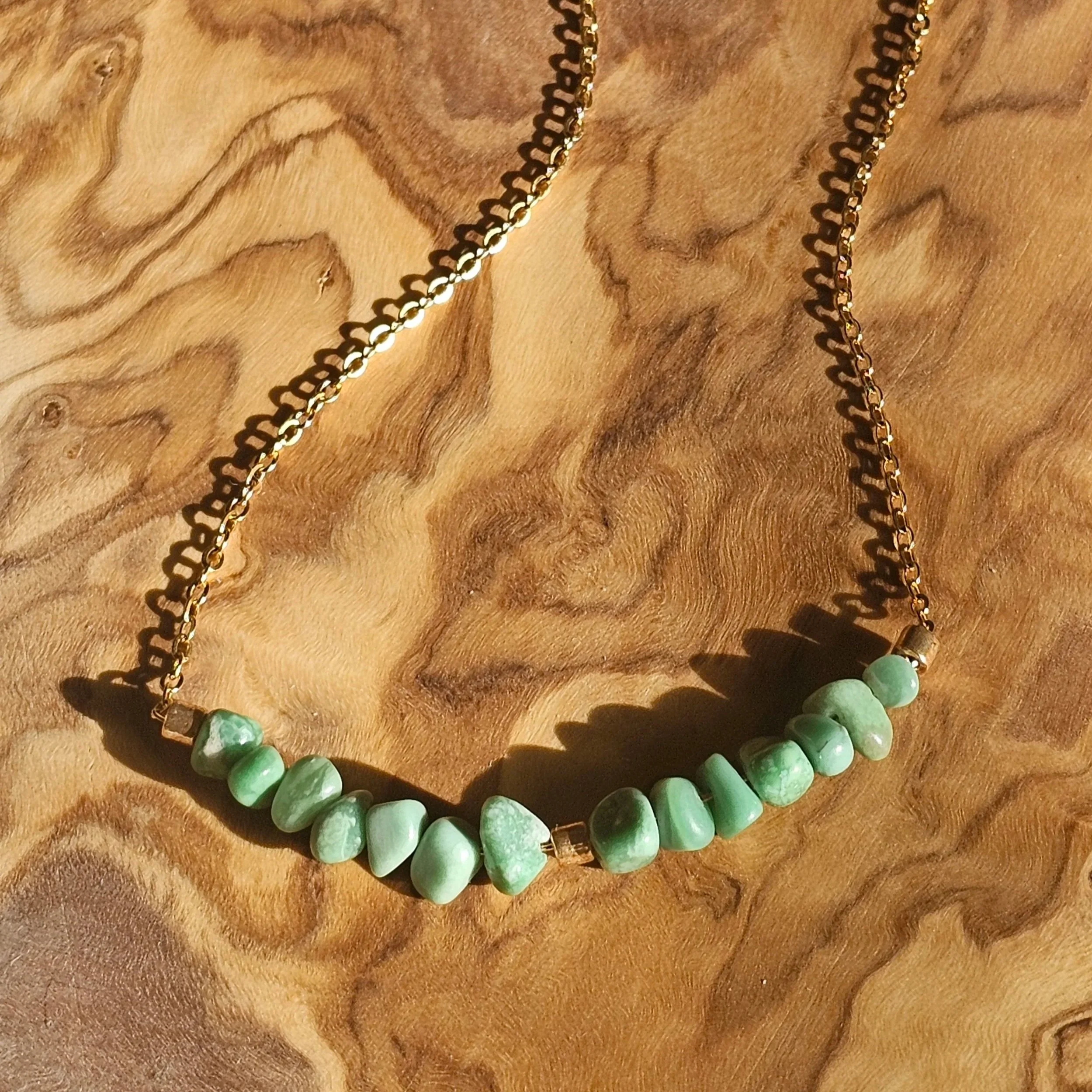Turquoise Bar Necklace ✦Gold Bead✦