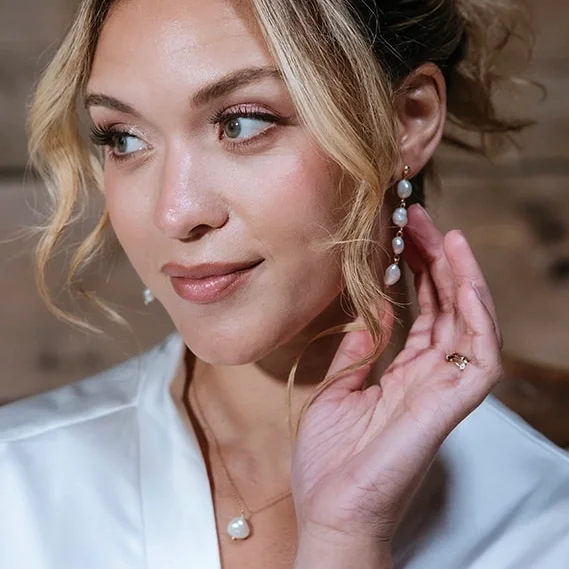 14K Gold Plated Freshwater Pearl Drop Earrings