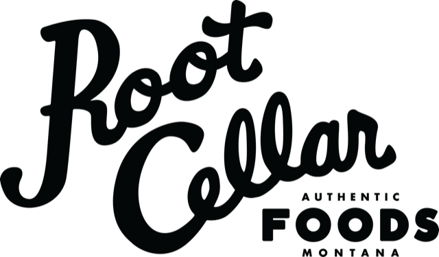 Logo for Root Cellar, an authentic food store in Montana.