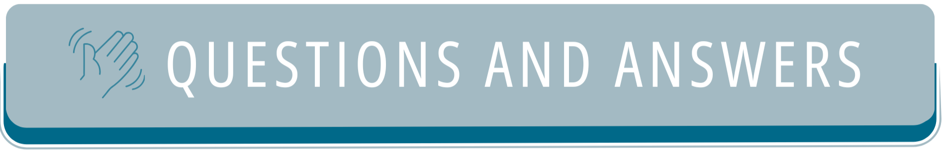 A blue button with the words 'Questions and Answers' and an icon of a waving hand.