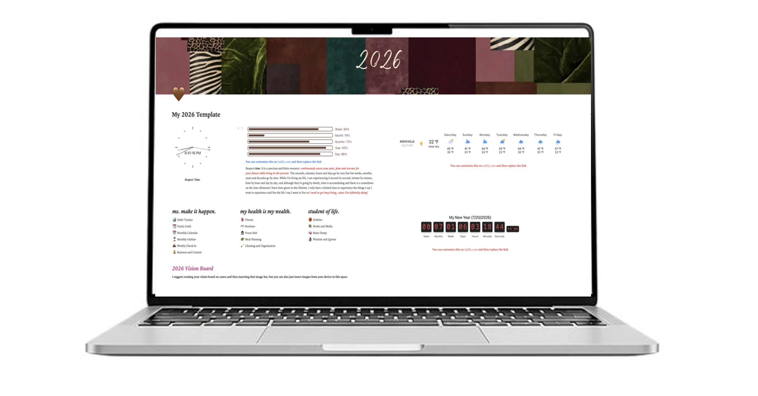 2026 New Year Preparation Notion Template