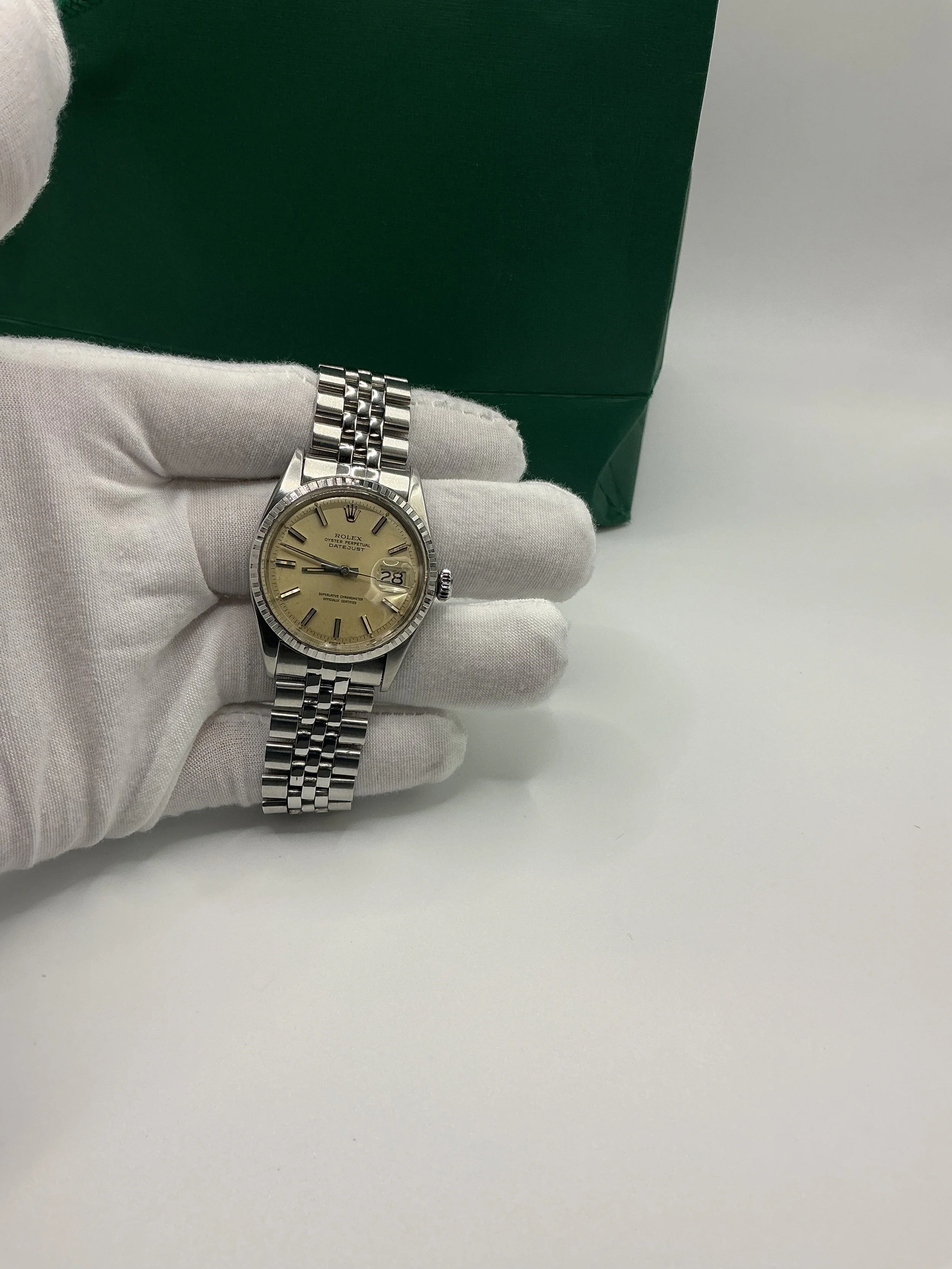 Pre-Owned Rolex Datejust jubilee 36mm 1603 silver stick dial