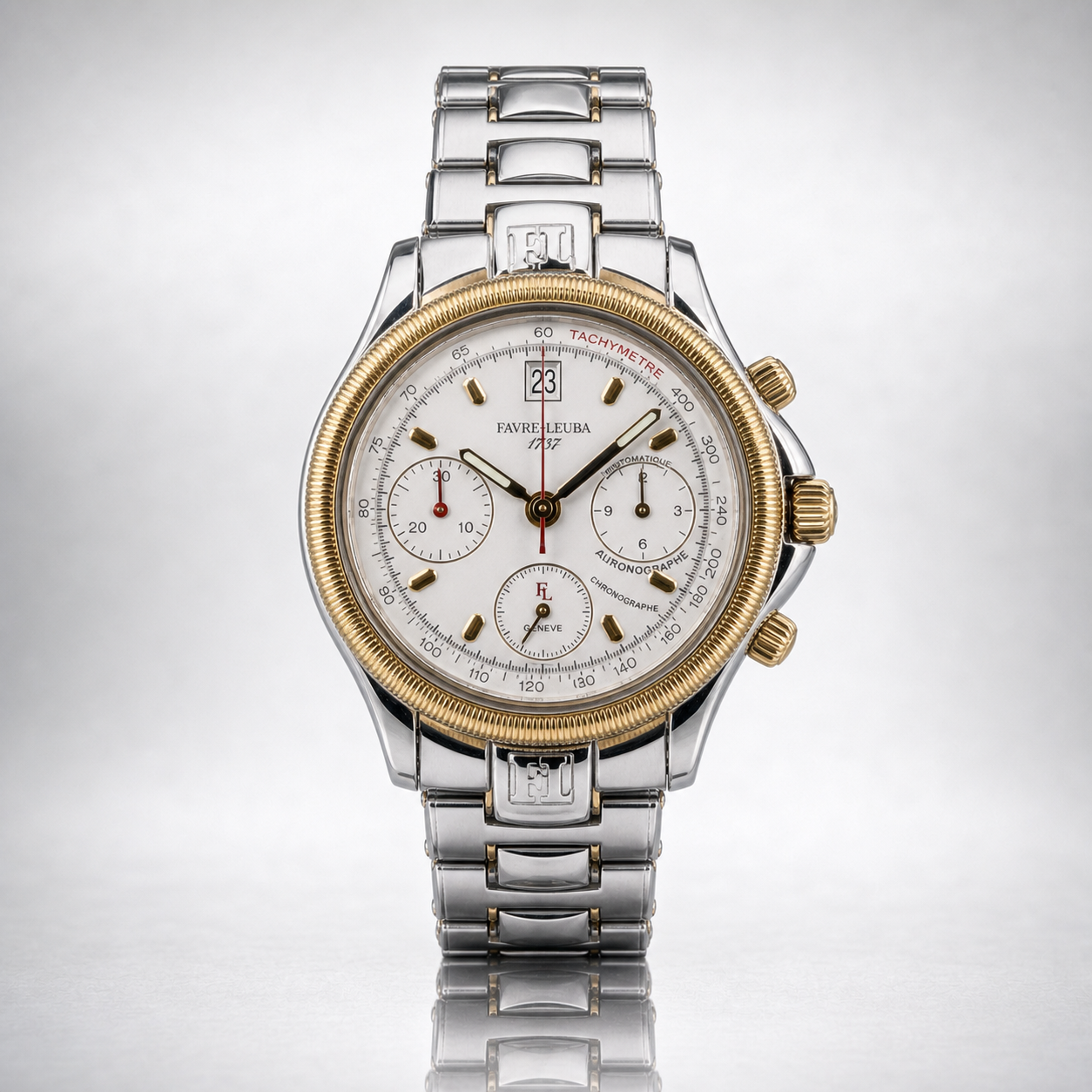 Vintage Favre-Leuba Genève Automatic Chronograph 38mm White Dial
