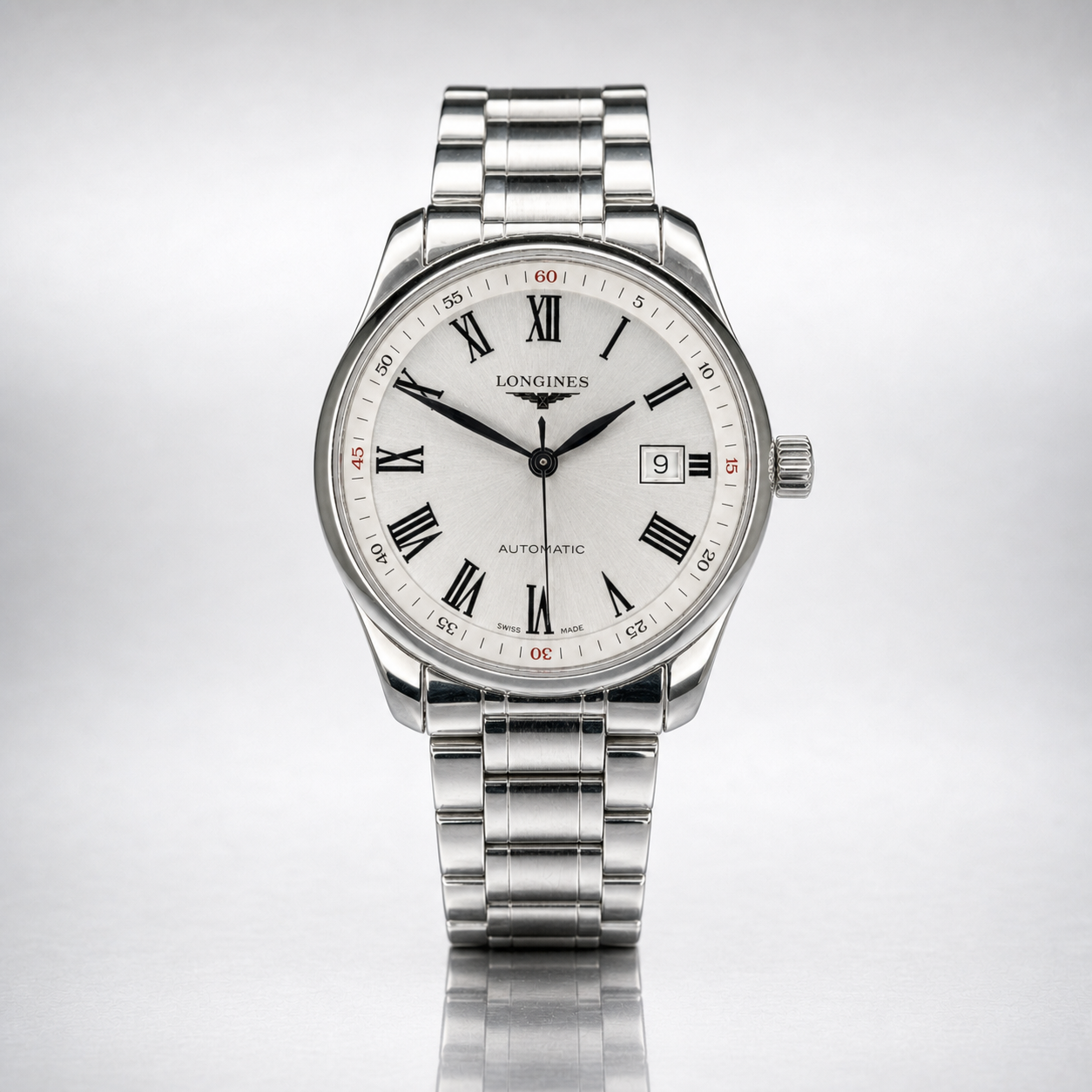 Longines Master Collection 40mm Automatic – Silver Guilloché Dial – Full Set