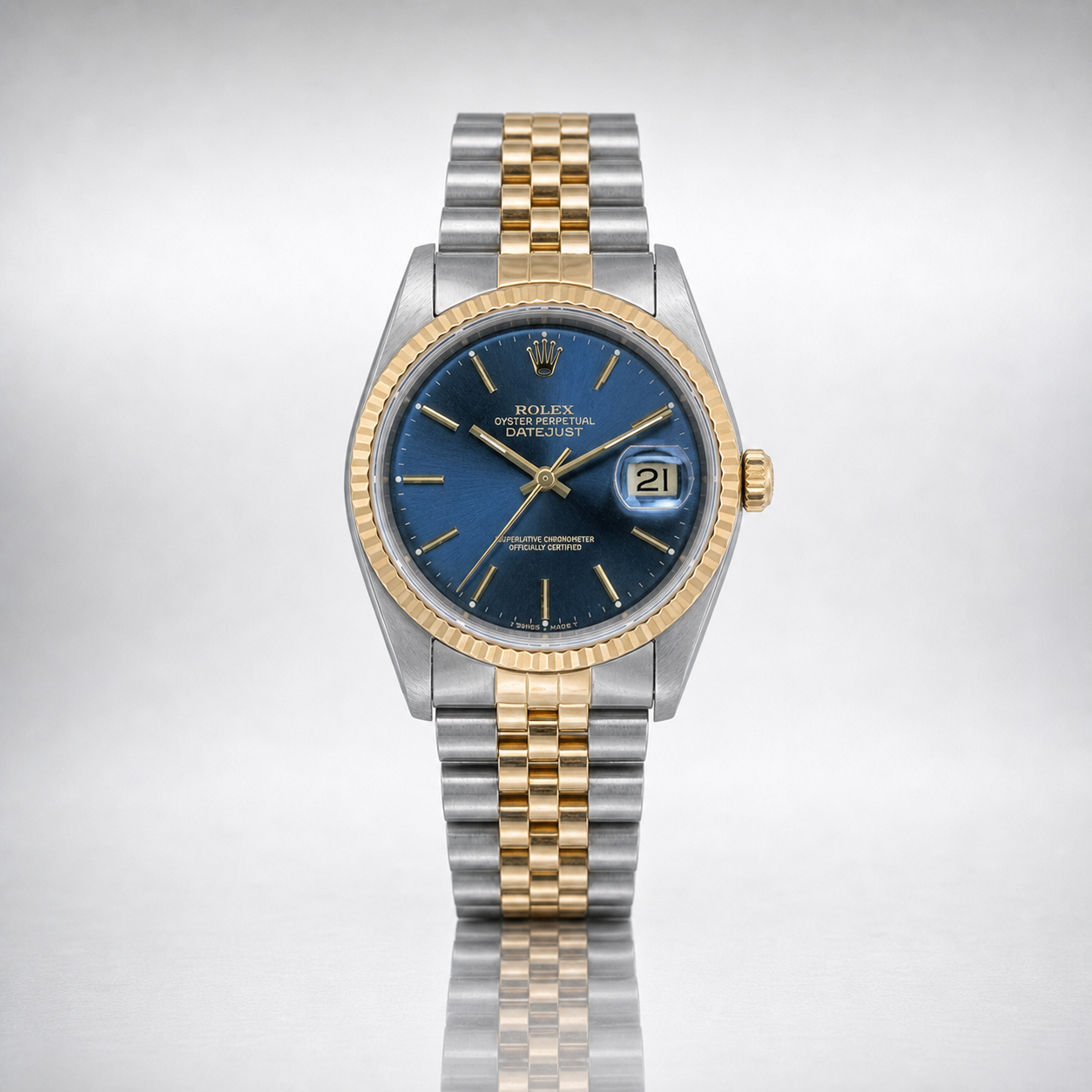 1993 Rolex 16233 Datejust 36 Blue Dial Two-Tone Watch Only