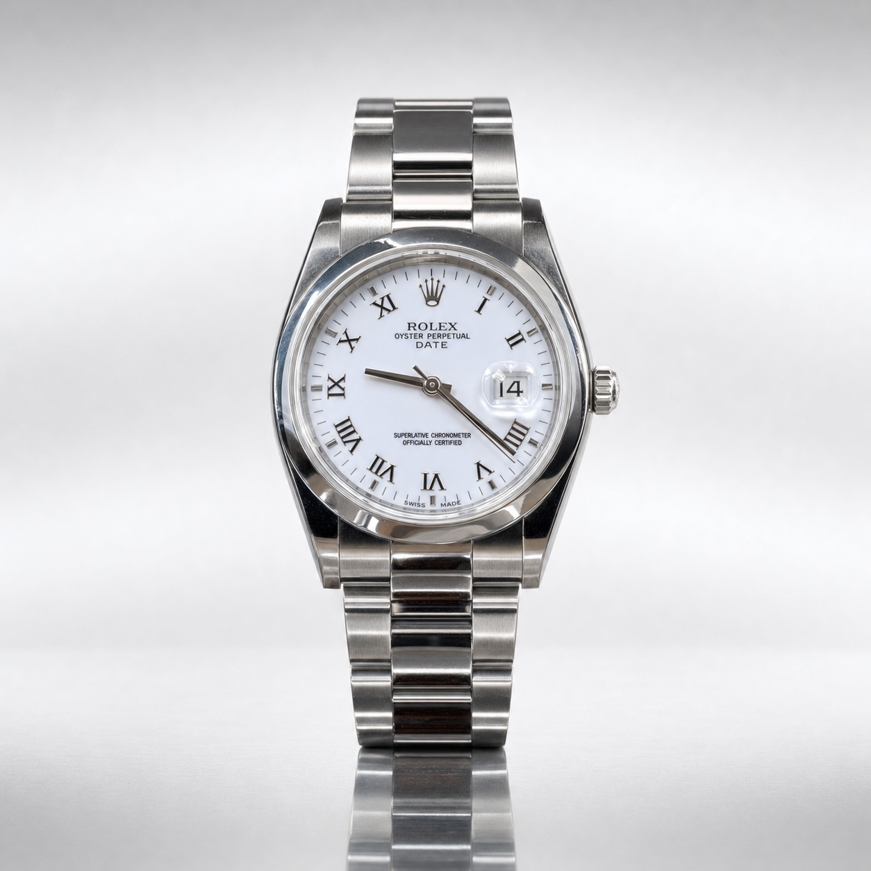 2000s Rolex 16200 Datejust 36 White Roman Dial Box & Accessories