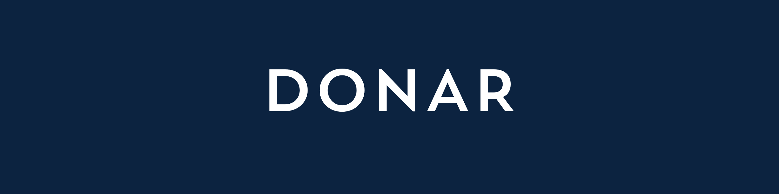 A navy blue background with the word 'DONAR' written in white capital letters in the center.