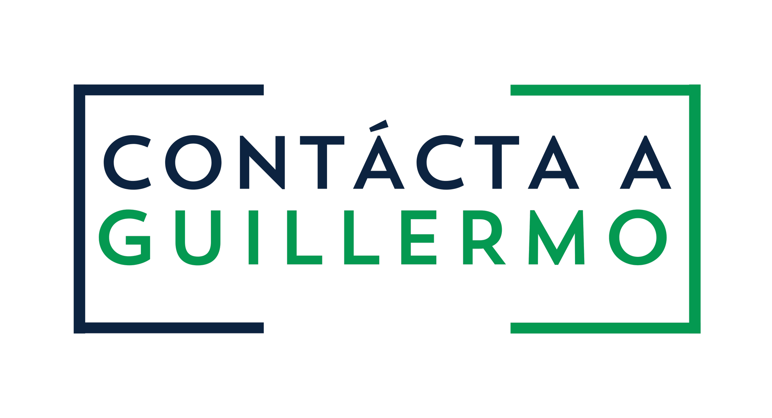 Graphic with the text contacta a Guillermo, with decorative frame and different font colors