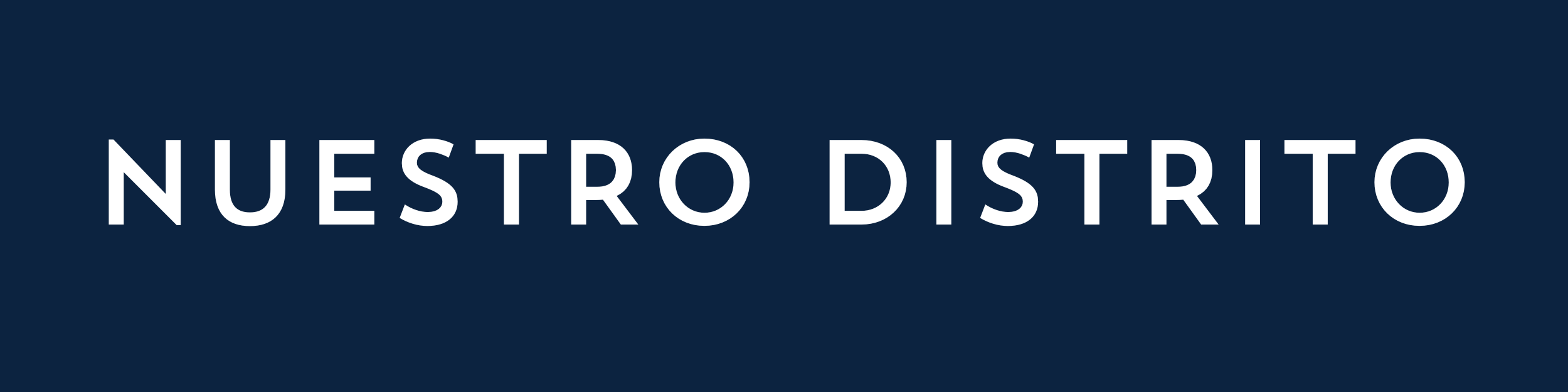 Graphic with the words 'NUESTRO DISTRITO' on a dark blue background.