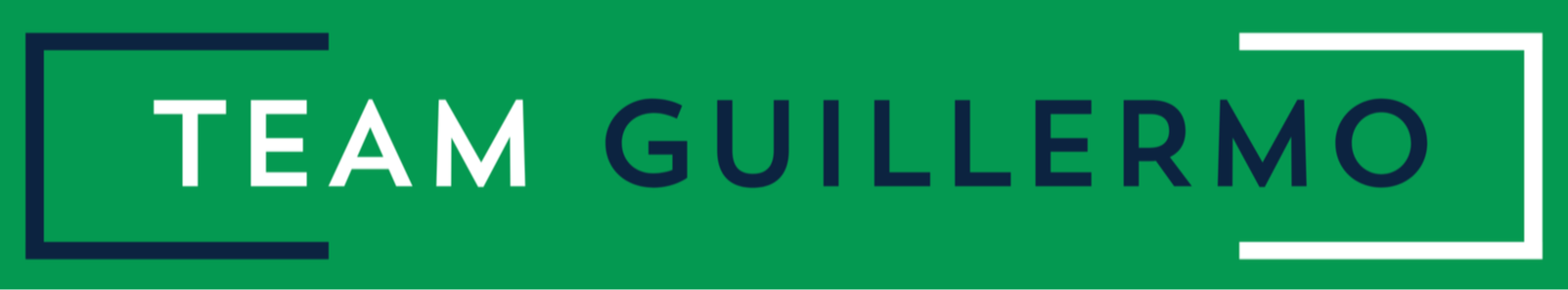 Green background with text 'TEAM GUILLERMO' in white and dark blue letters, enclosed by a decorative border.