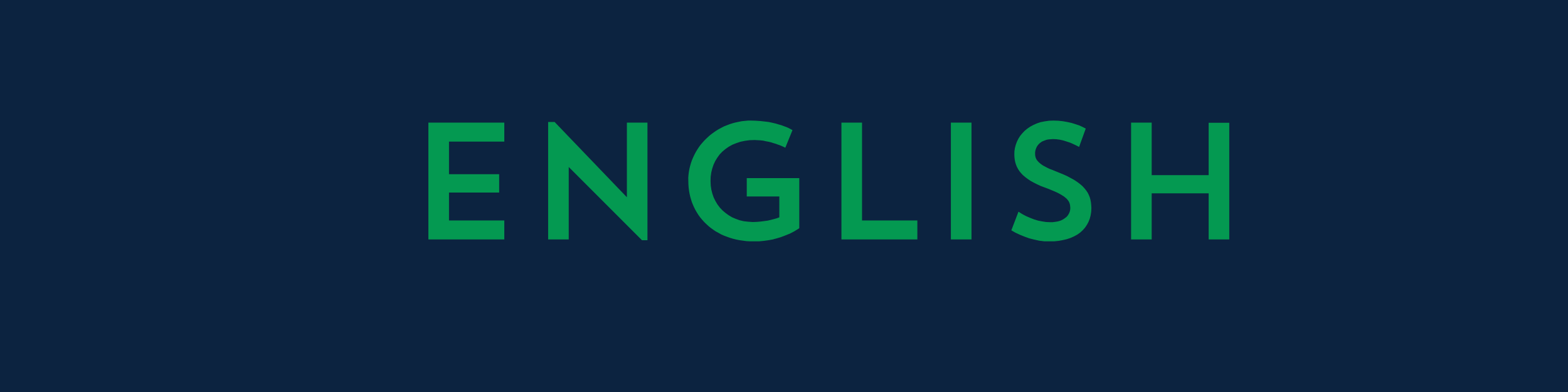 Text logo with the word 'ENGLISH' on a dark background