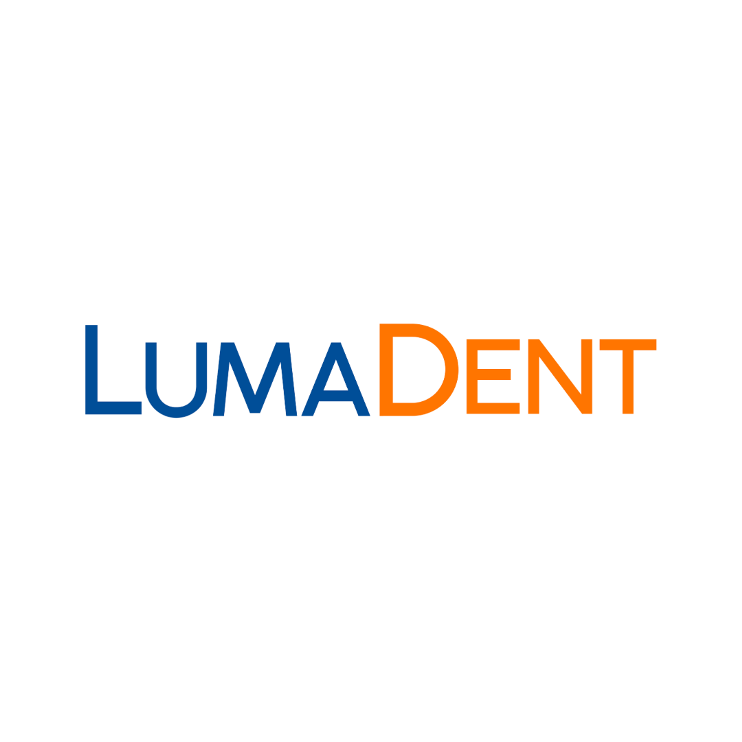 LumaDent logo with a stylized orange tooth and the company name in blue and orange text.