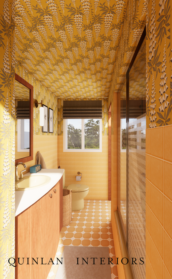 Lake House Bathroom | Yellow Color-Drenched