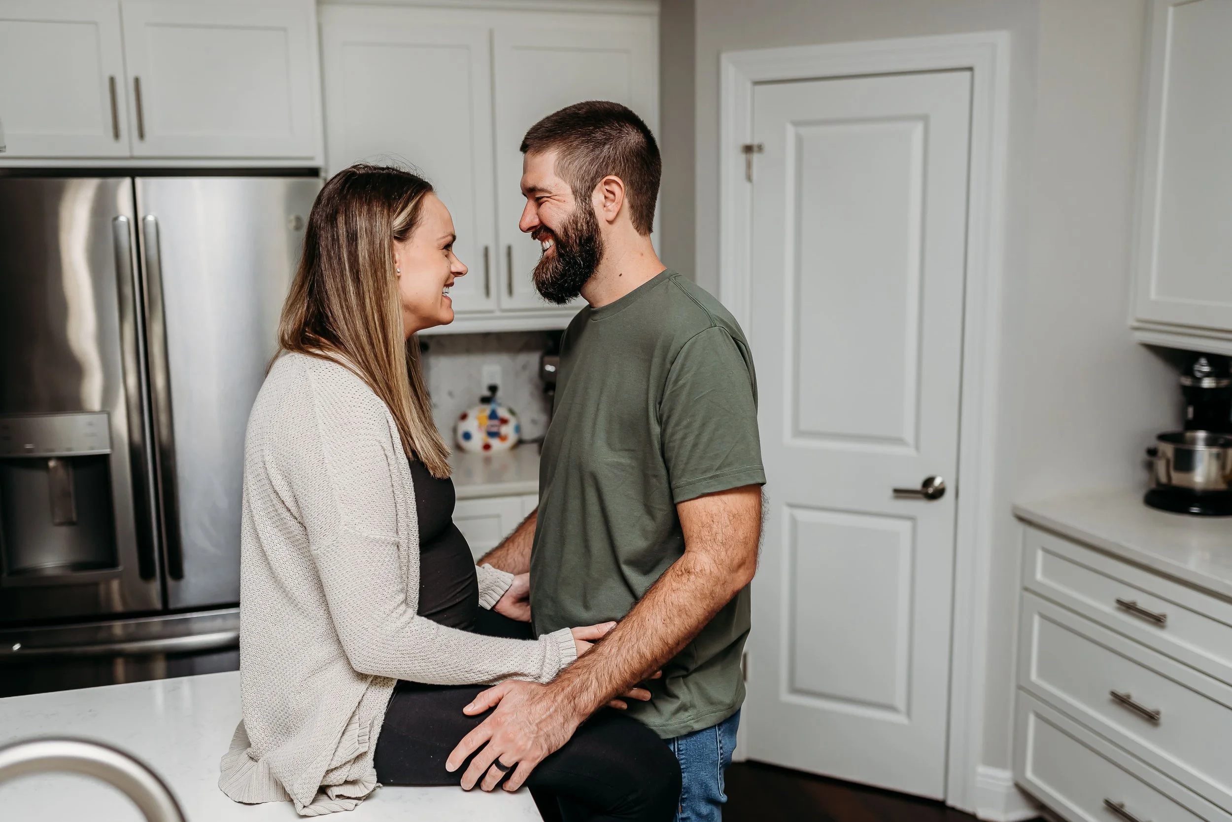 Indoor natural light maternity photography session in Tallahassee, Florida
