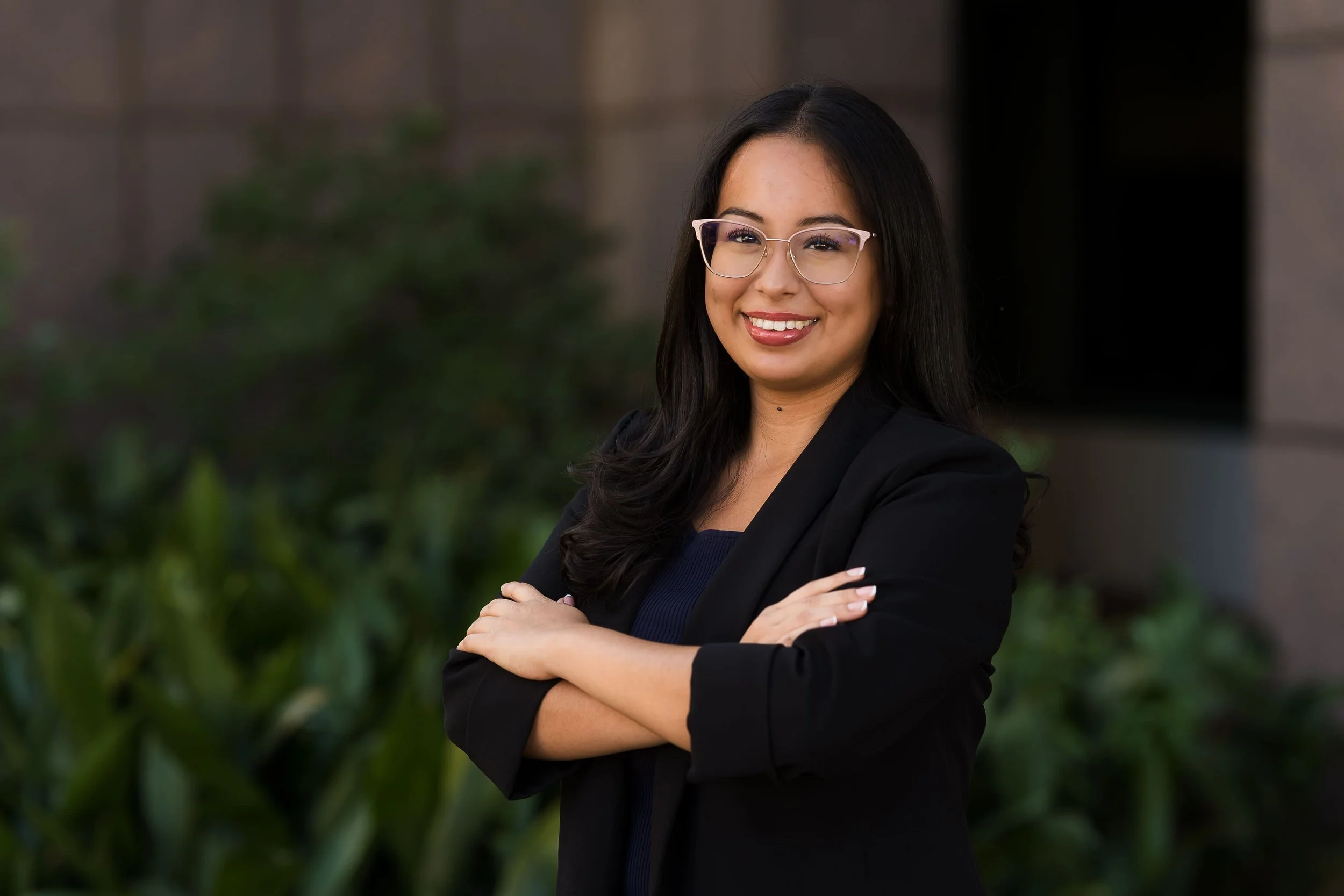 Outdoor professional headshot outside the Leon County Courthouse with natural light in Tallahassee, Florida
