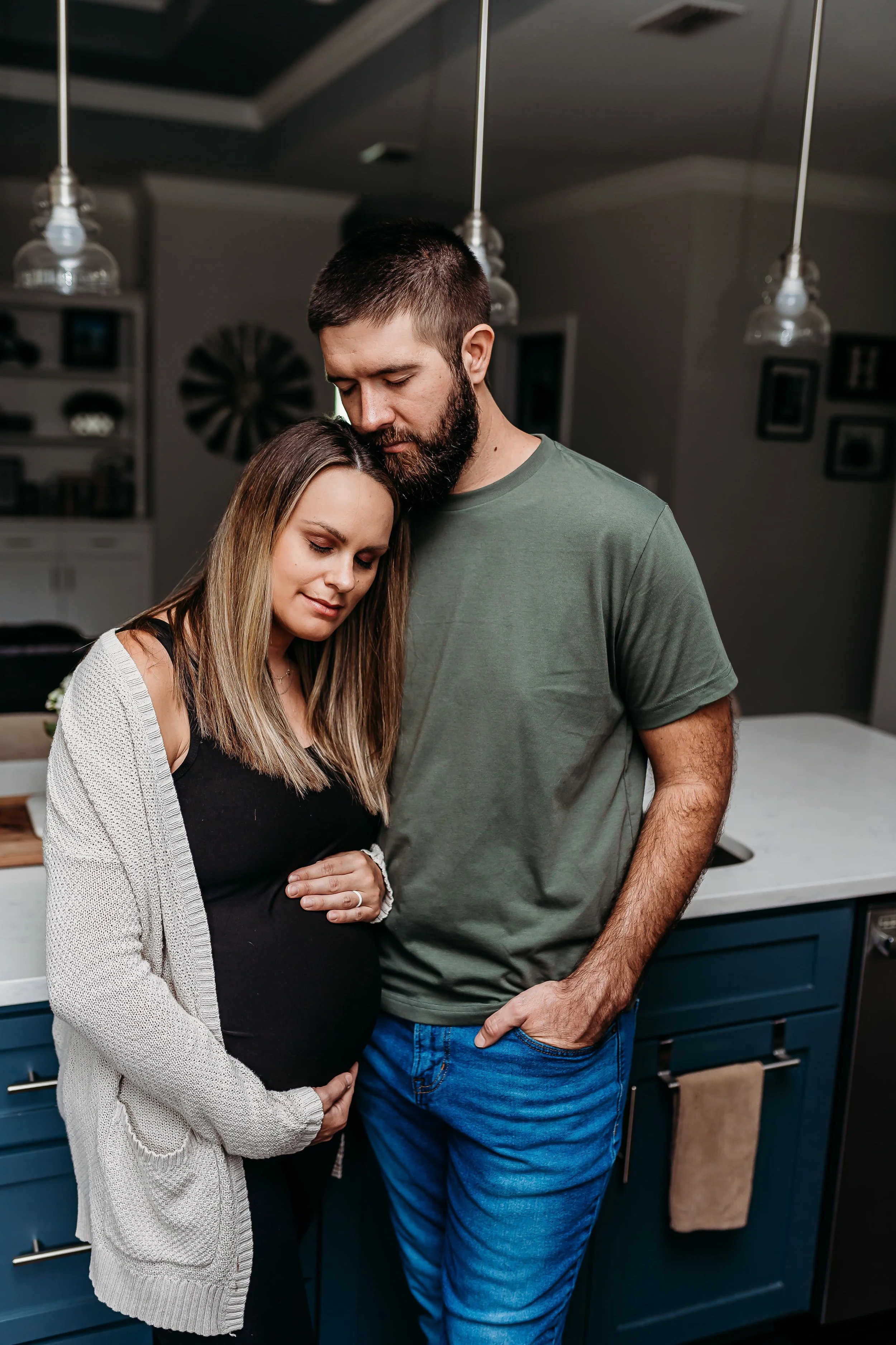 Indoor natural light maternity photography session in Tallahassee, Florida