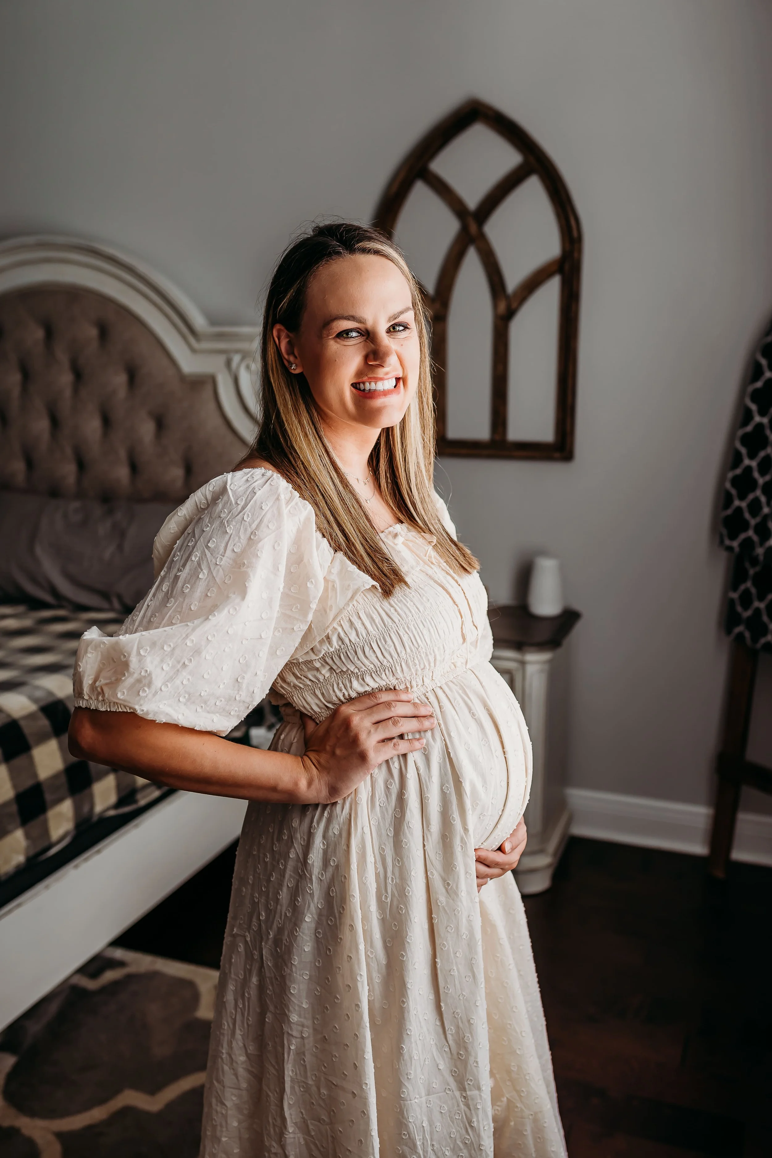Indoor natural light maternity photography session in Tallahassee, Florida