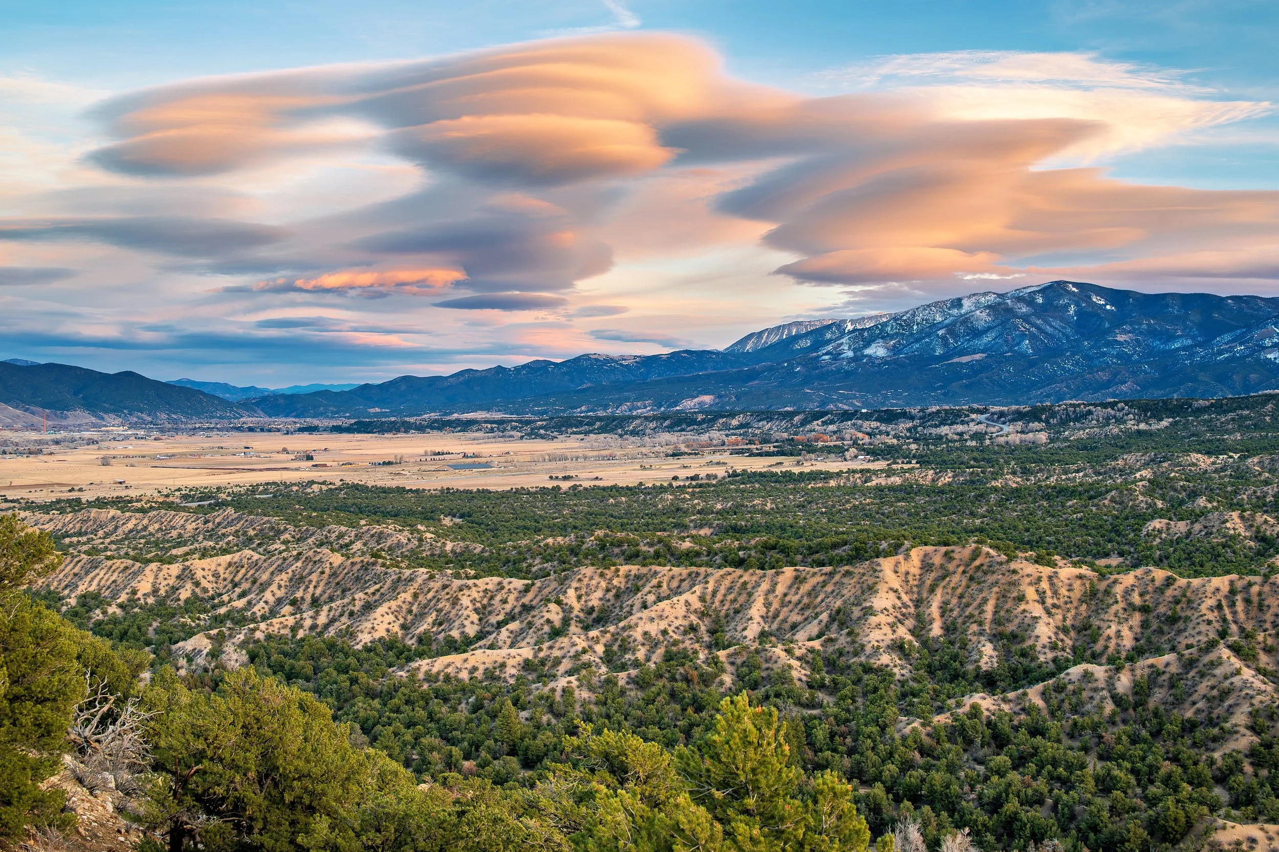 Lenticular clouds over the Arkansas River valley
