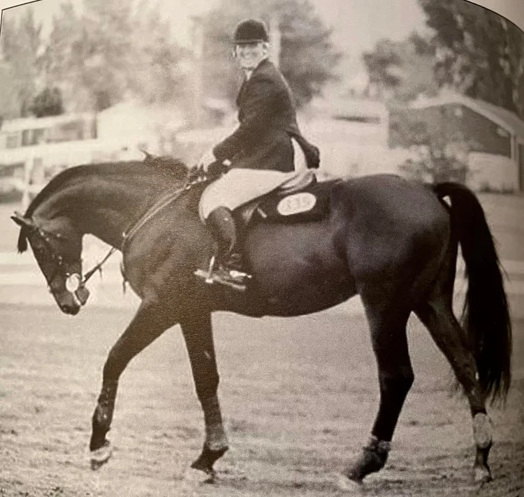 Tracy Grandstrand riding Faranth in the 1990s