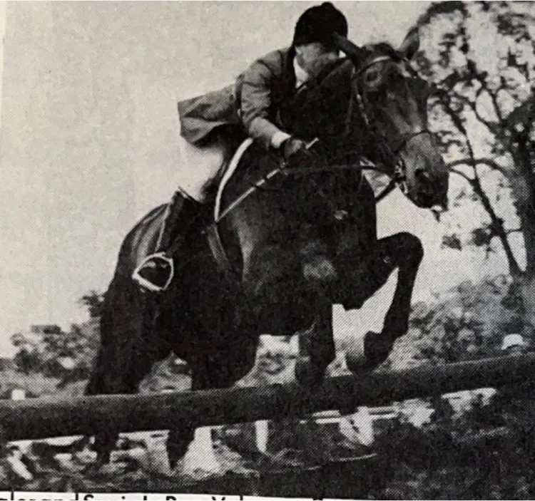 Suzy LeRoy riding Valor in 1978