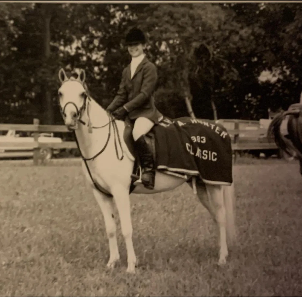 Melissa Osczustowicz riding RH Regulus in 1983