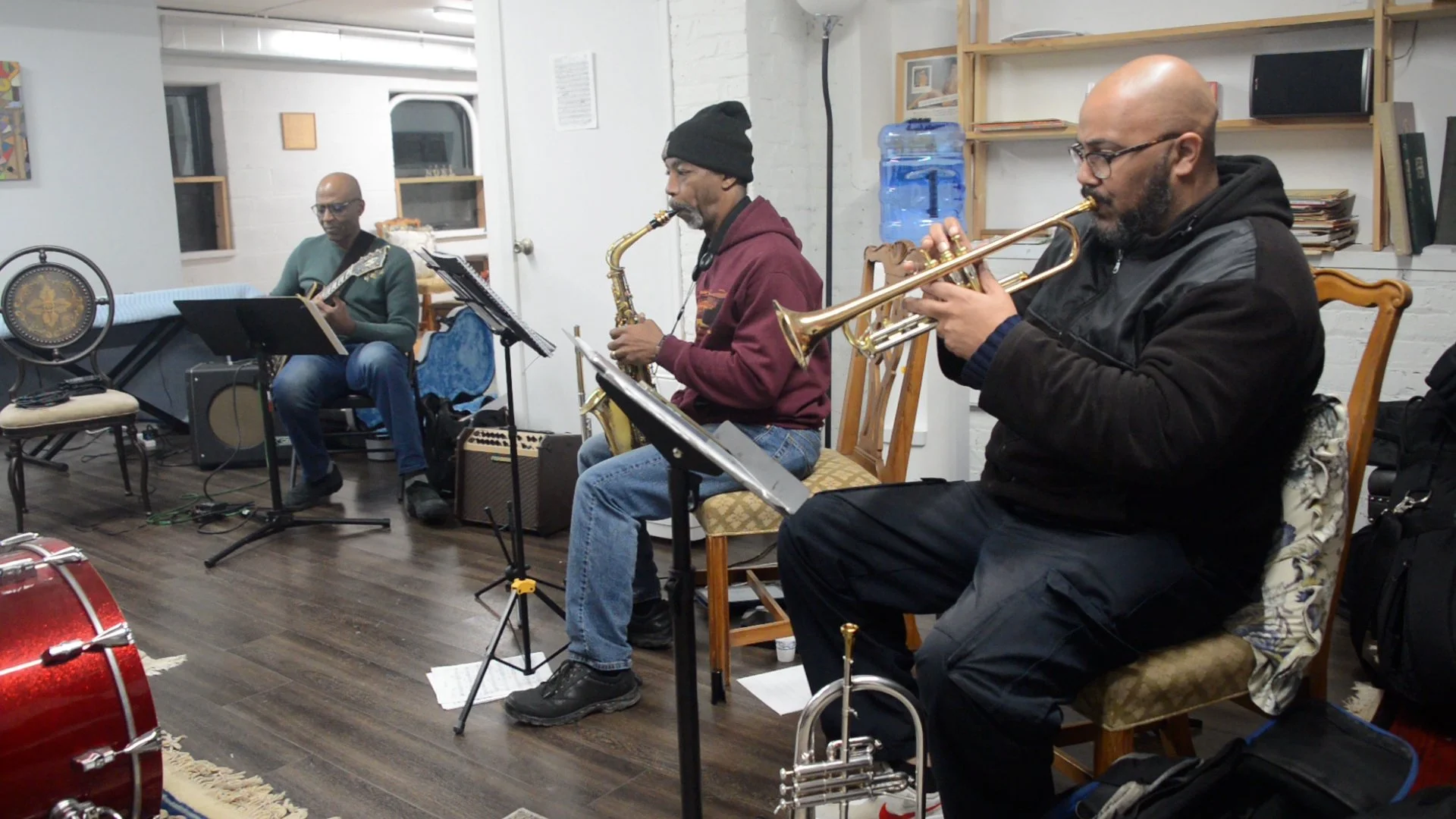 Rehearsal #2  L-R: Donovan, Fred Jackson Jr, Leon Q. Allen