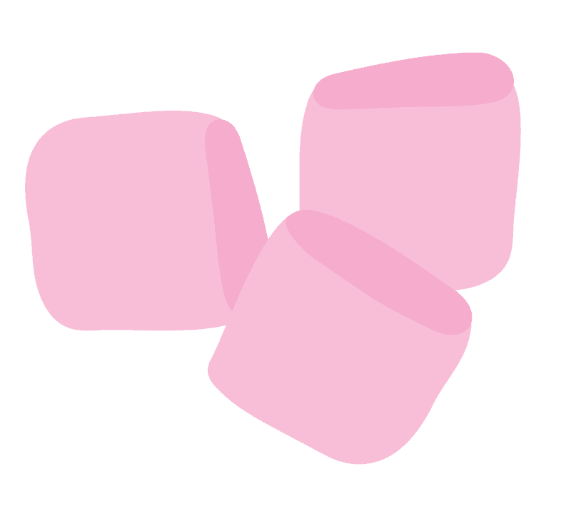 Three bright pink marshmallows stacked together.