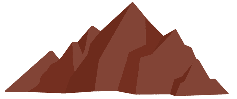 Illustration of a brown mountain range with multiple peaks against a black background.