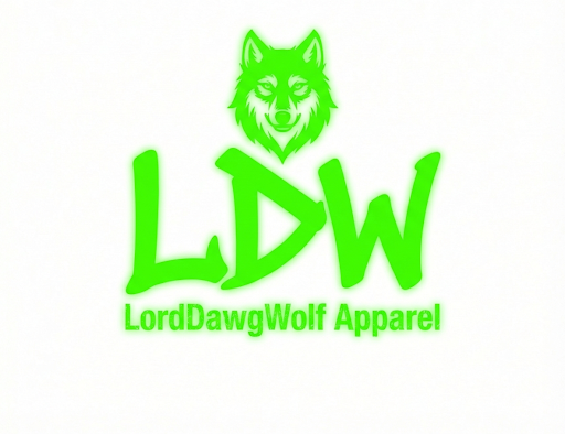 Green logo for LordDawgWolf Apparel featuring a wolf's head and the text LDW and LordDawgWolf Apparel.