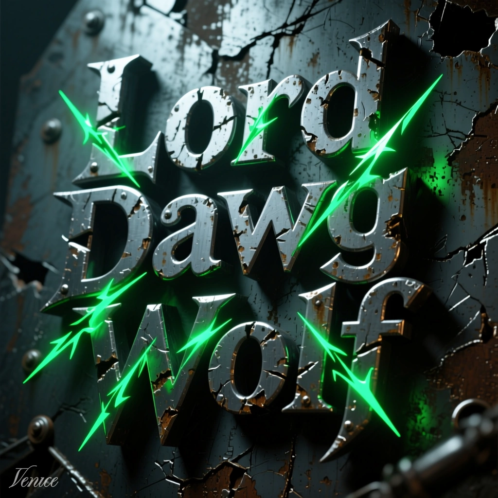 The phrase 'Love Daring' is written in metallic 3D letters on a dark, cracked metal surface with green lightning effects surrounding it.