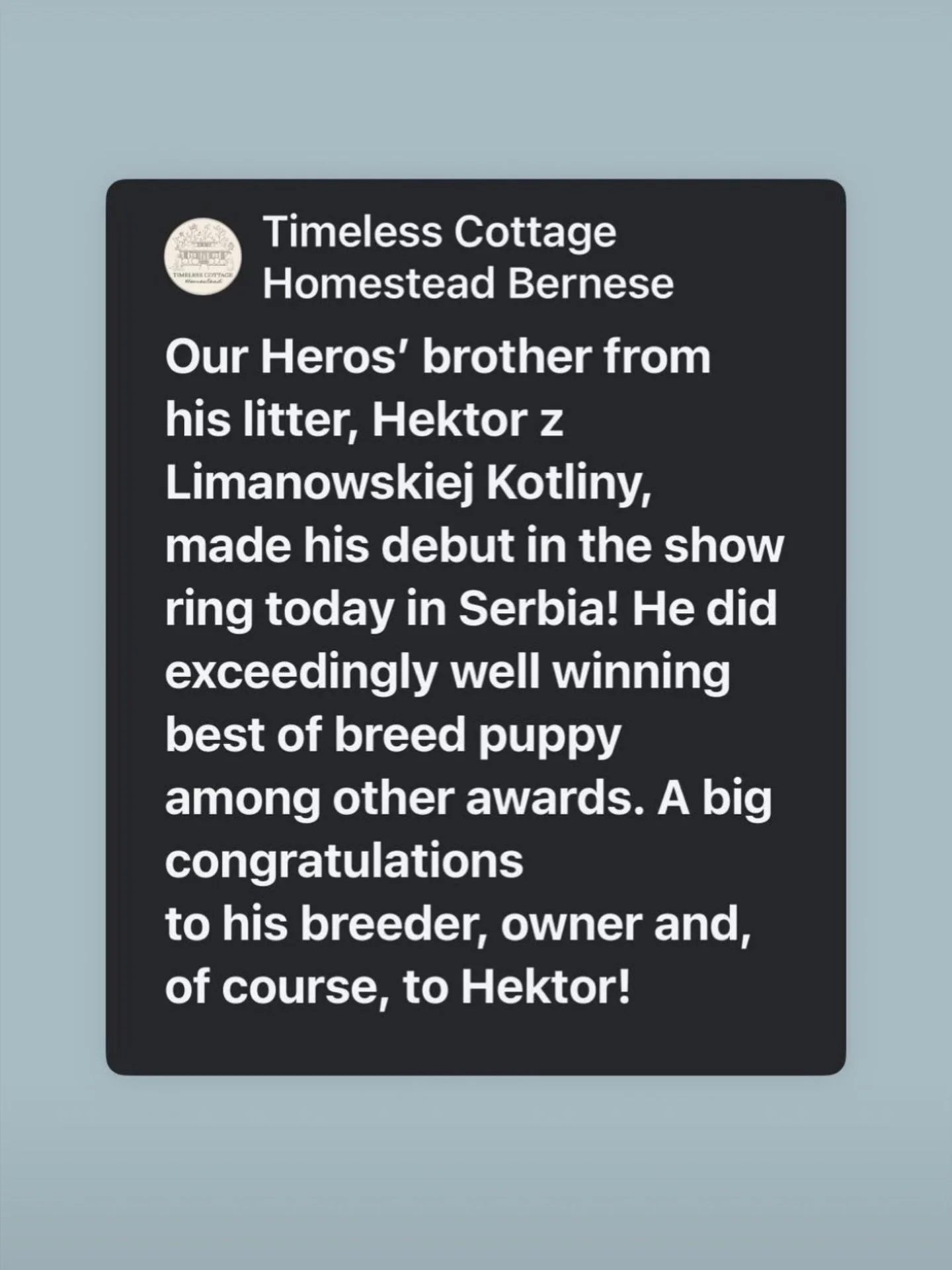 Congratulations, Hektor! Your brother is rooting for you from the US!