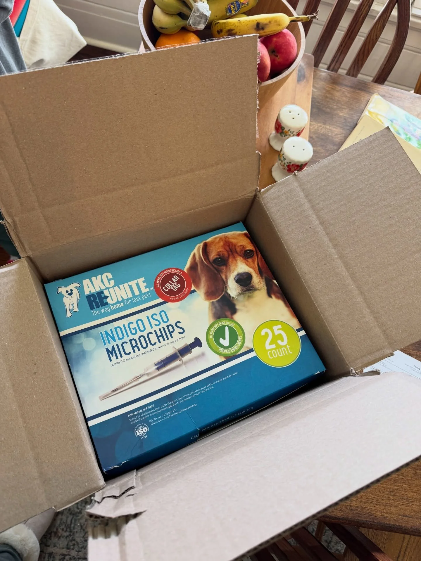 We just got our first bundle of microchips in the mail this morning. We are so excited to start offering microchips with each of our pups before they go to their new families. This way if any of our dogs ever accidentally find their way lost or in a 