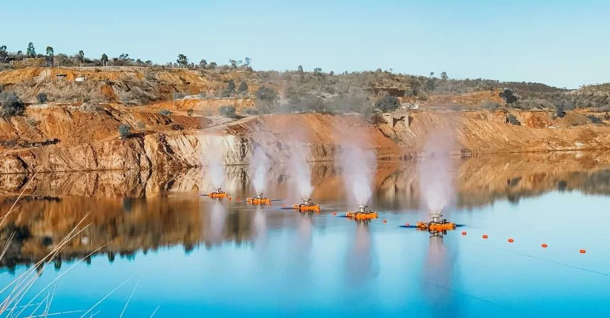 Floating pontoon evaporators, piping and pumps