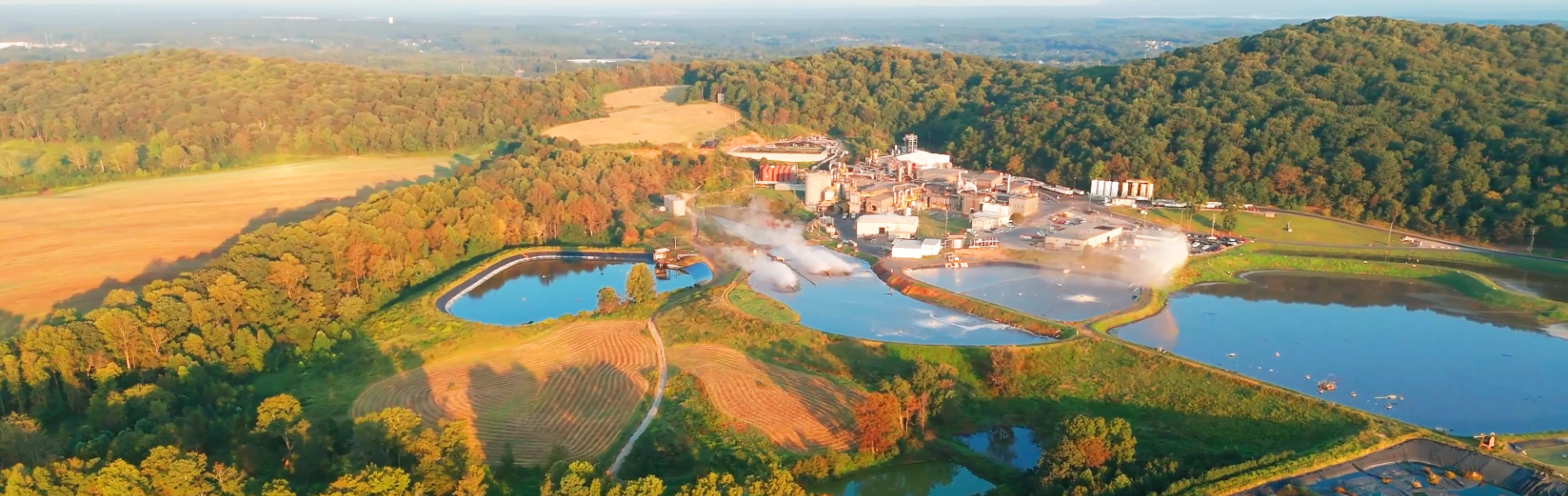 Food processing facility with wastewater ponds