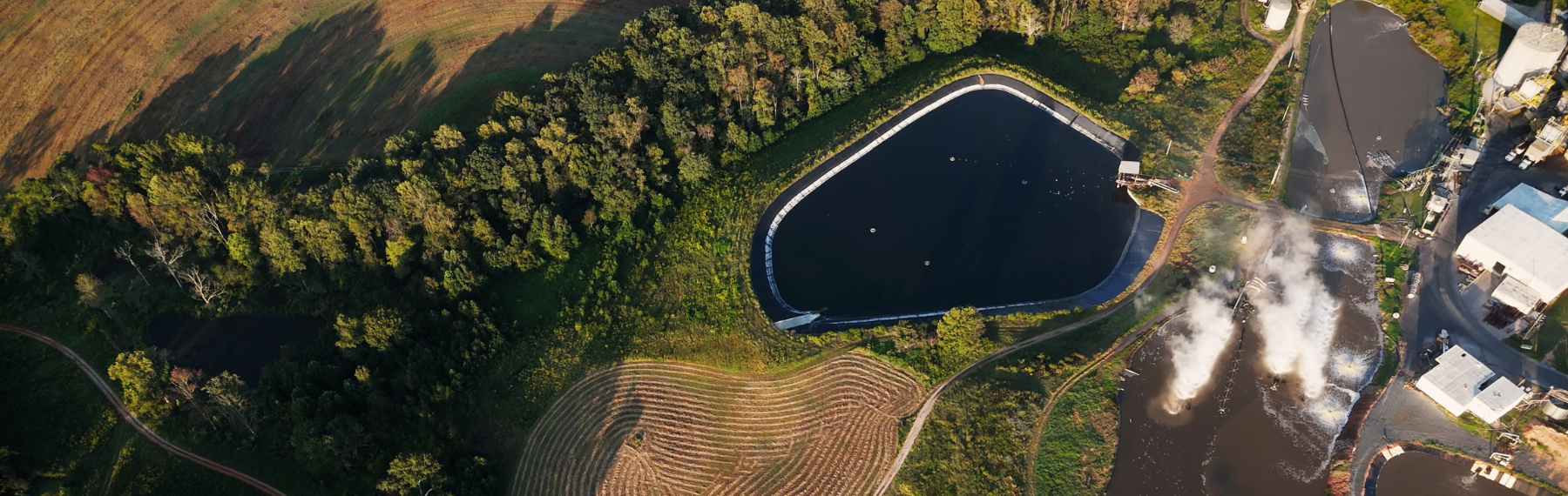Overhead view of a landfill leachate site in the US
