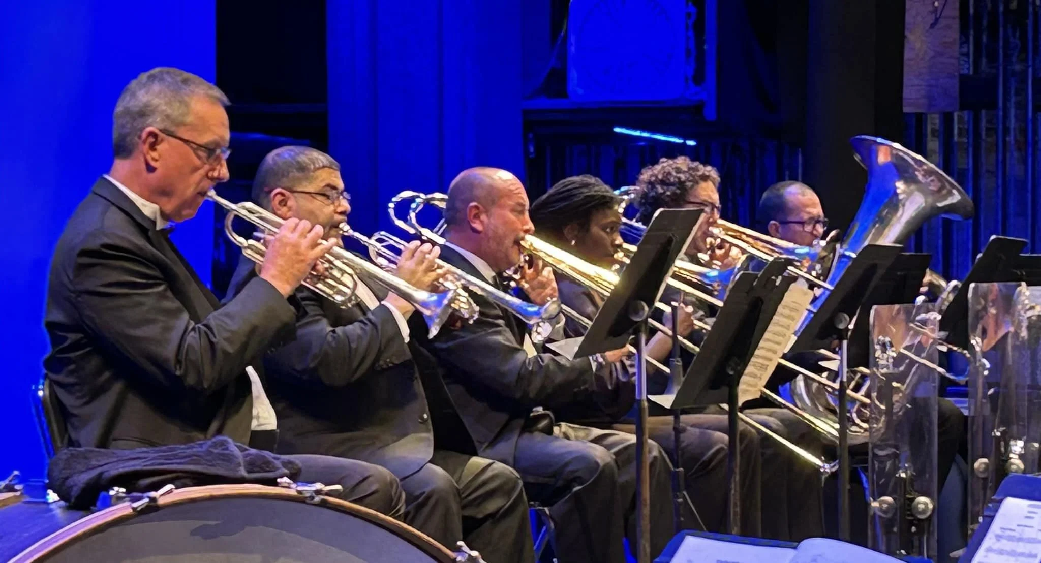 The GBS trumpet section performing in concert