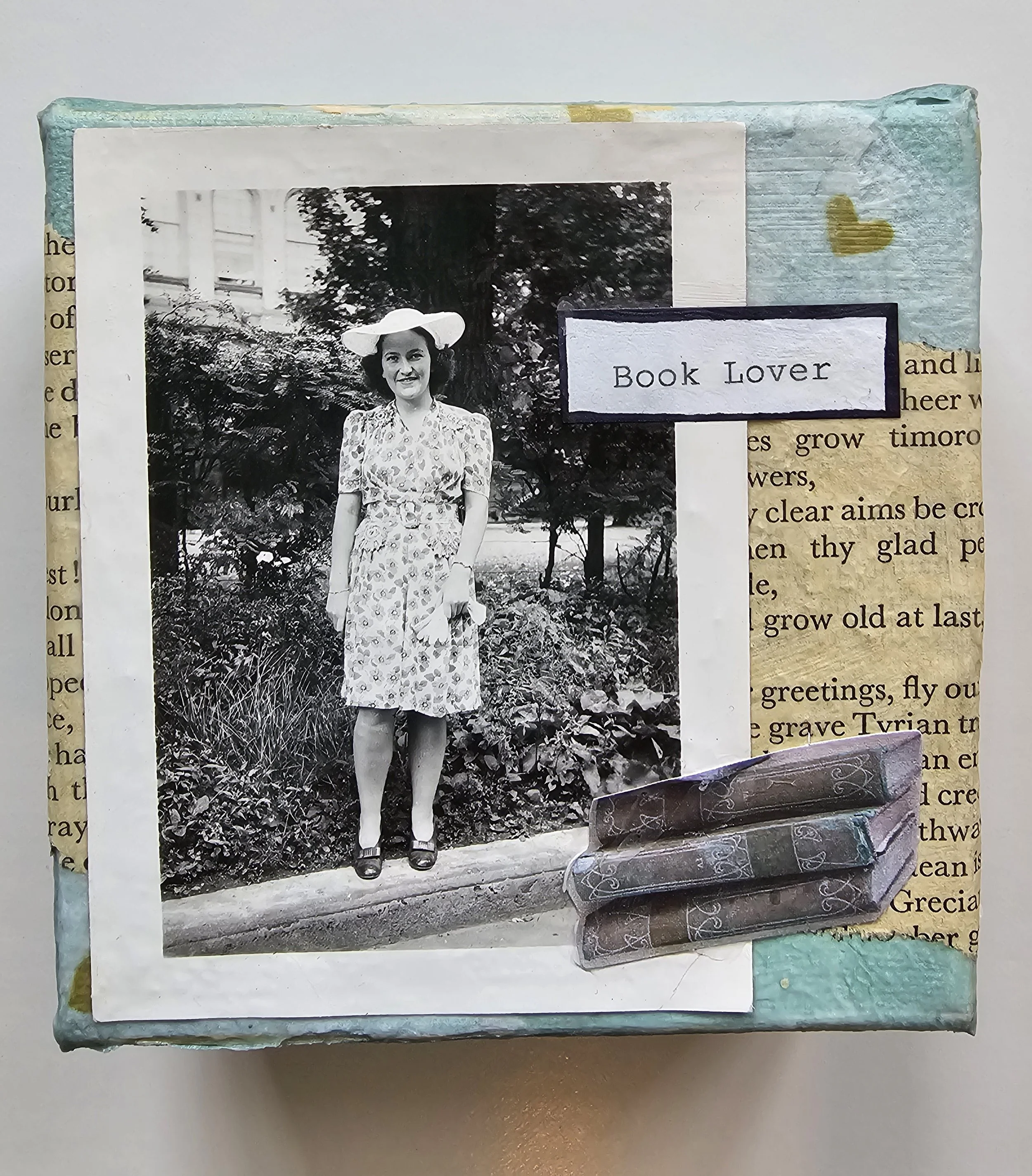 Book Lover with a white hat
  4” x 4” 
 $40.00