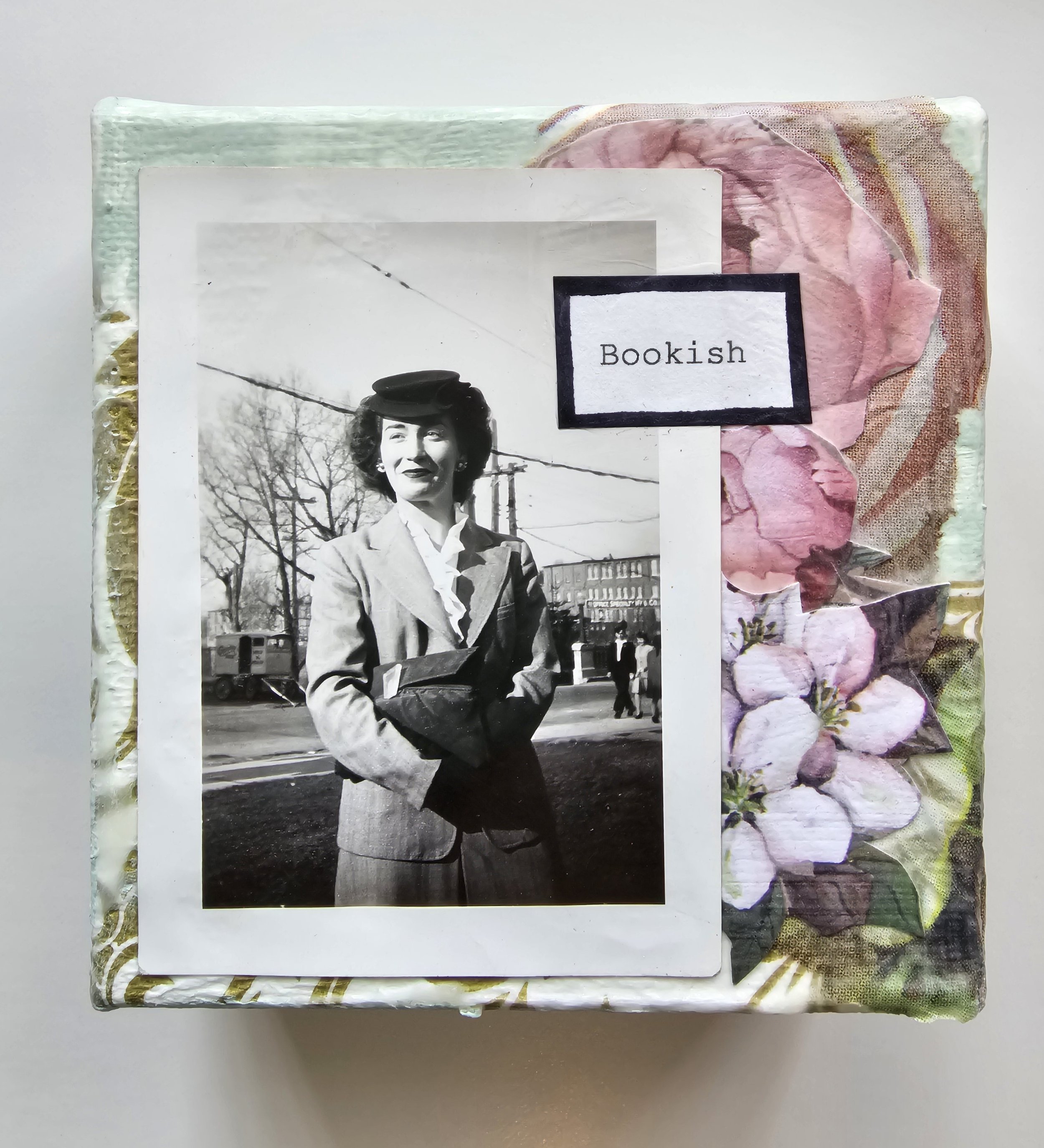 Bookish with flowers 
 4” x 4”  $40.00