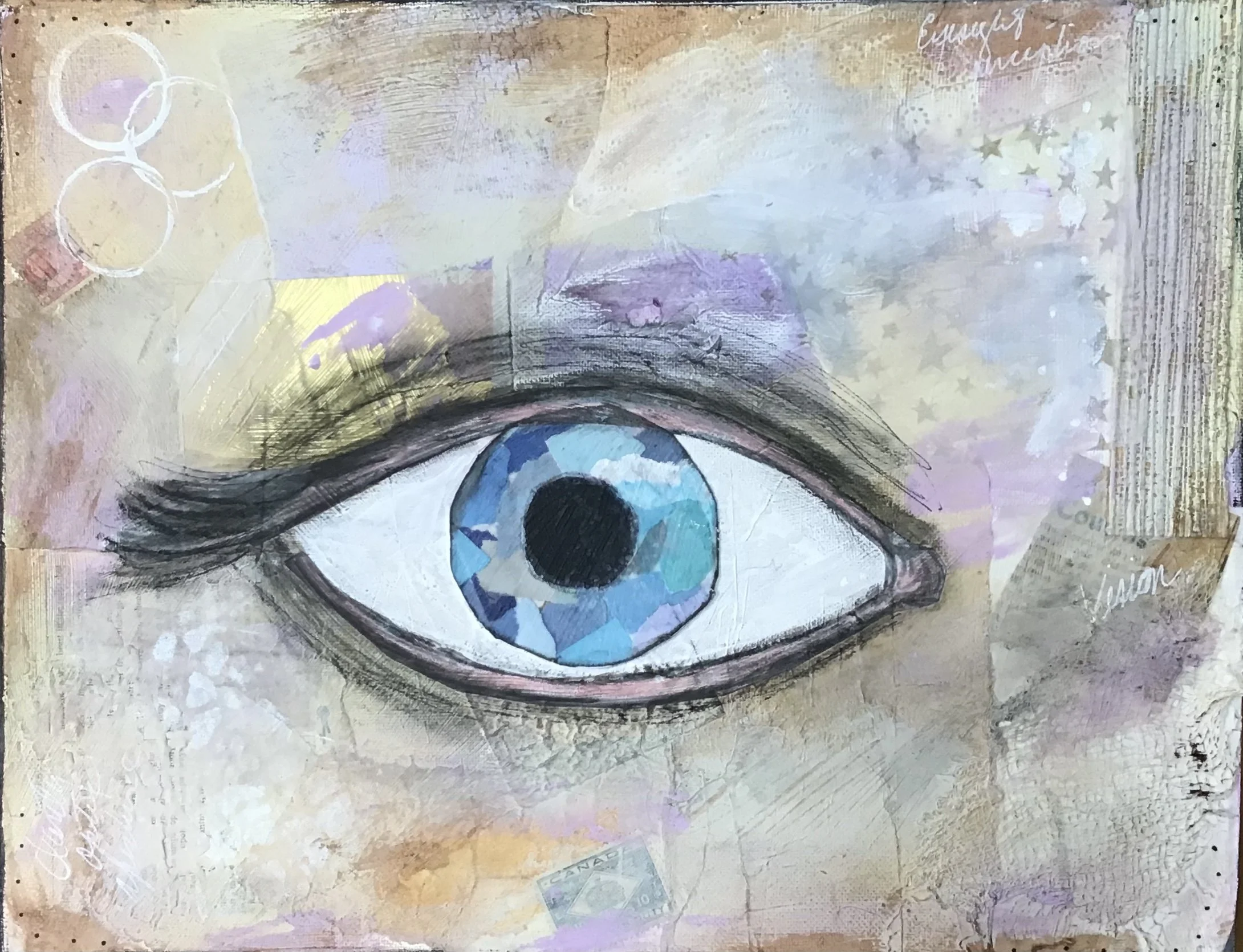  Keep my eye on you 
 
12” x 14”
 
Collage.
 
$170. Commission