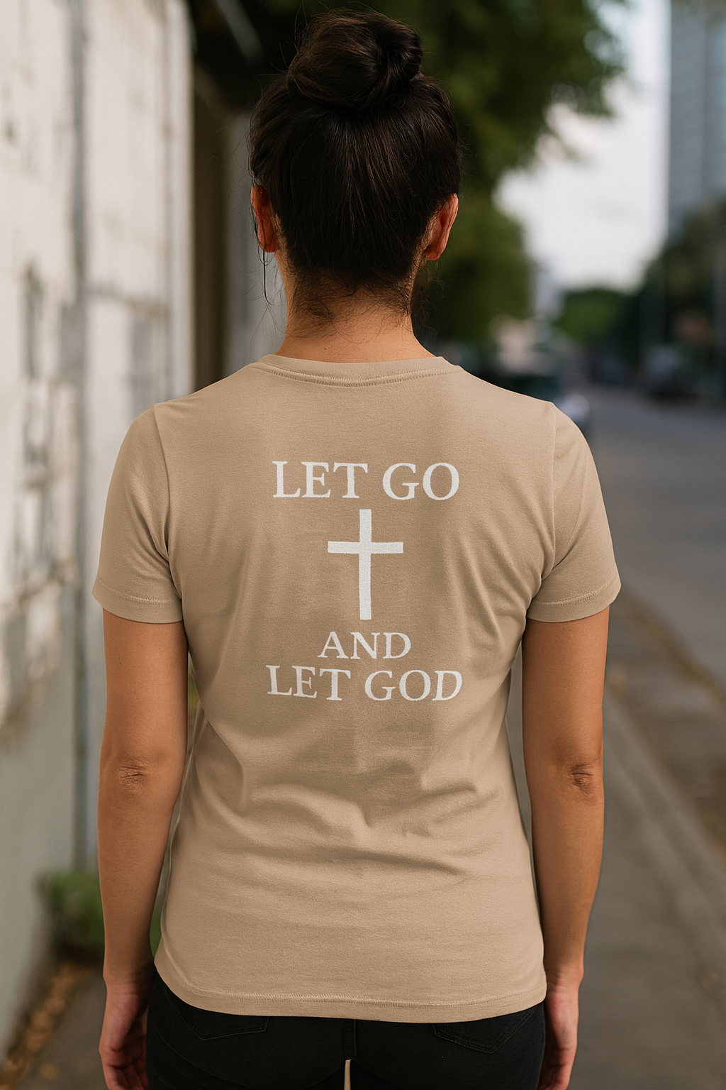 Women's-Relaxed T-Shirt "LET GO and LET GOD"