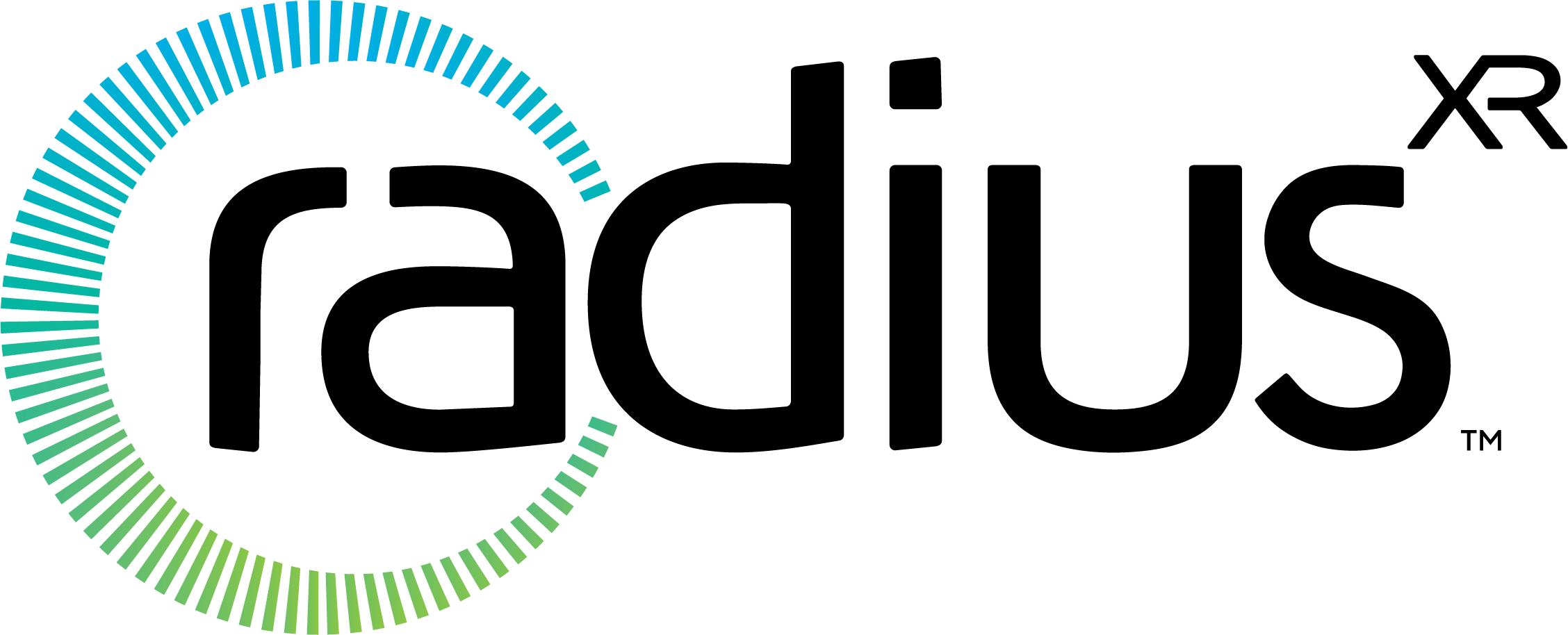 Logo with the text 'Radius' in lowercase black font, set against a white background with a blue and green logo.