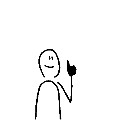 Simple drawing of a person with a smiley face giving a thumbs-up, on a yellow background.