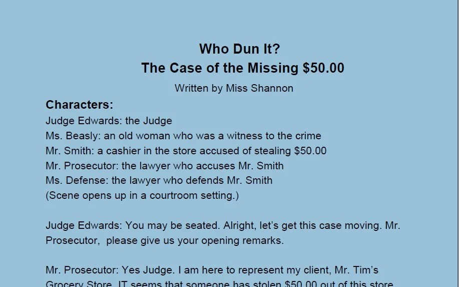 Who Dun It? INFERENCE AUDIO SKIT for Kids to Be Listened to While Students Follow Along