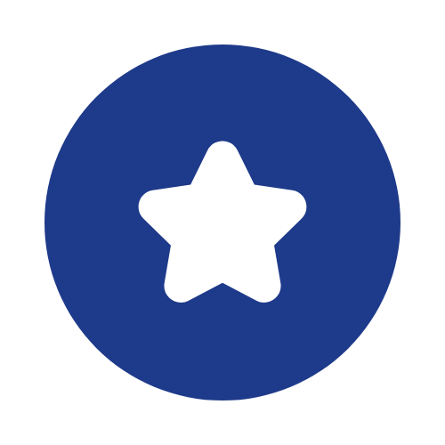 Blue circular badge with a white star in the center.