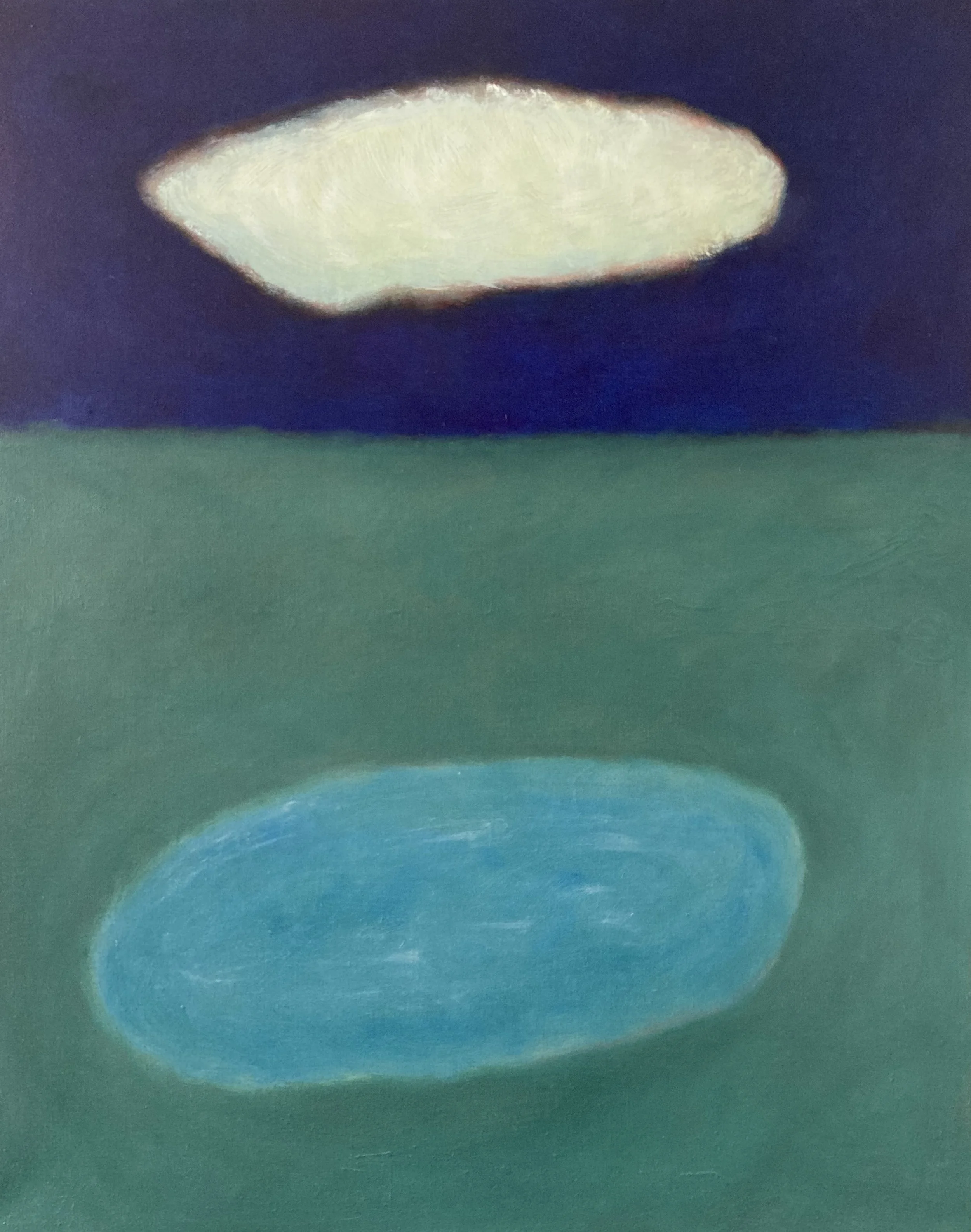 'Cloud Lake II' work in progress. oil on linen